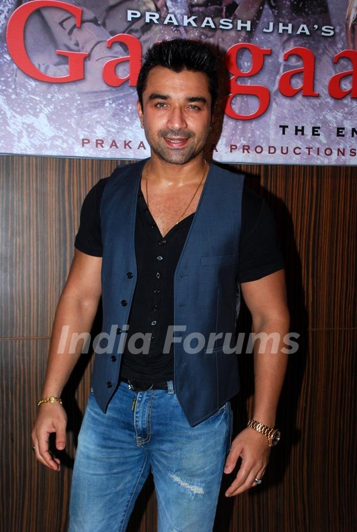 Ajaz Khan poses for the media at the Launch of Rajneeti 2