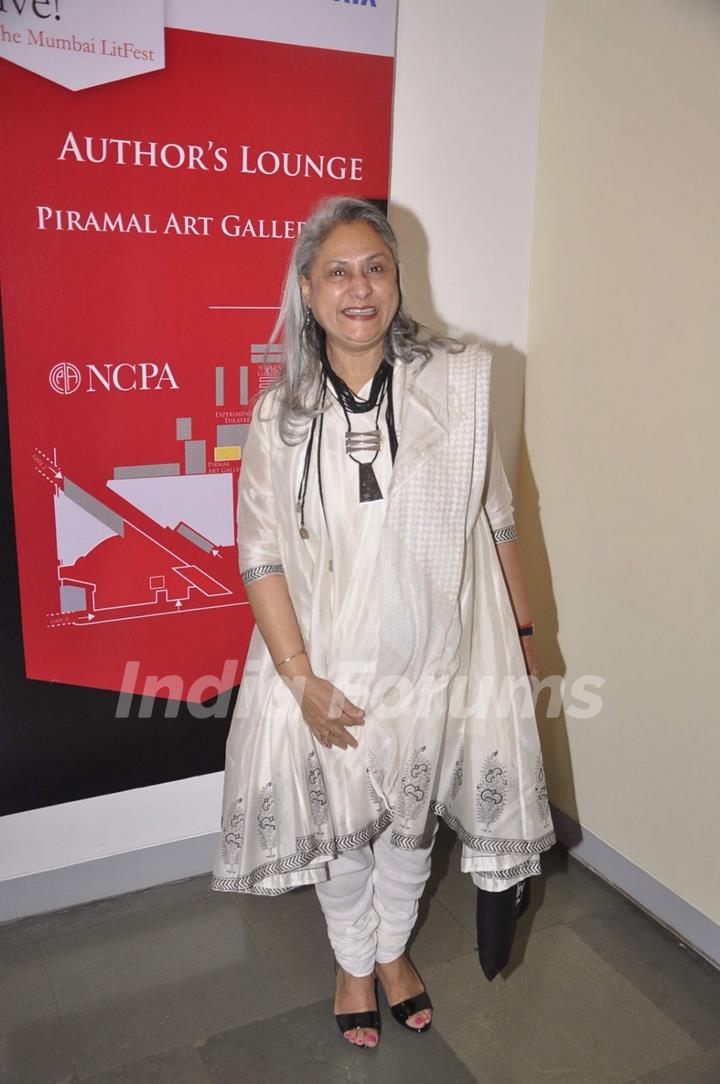 Jaya Bachchan poses for the media at Tata Lit Fest