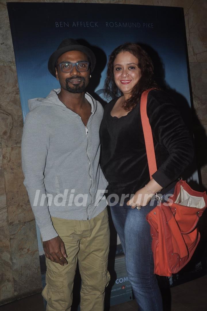 Remo Dsouza poses with wife Lizelle at the Screening of Gone Girl