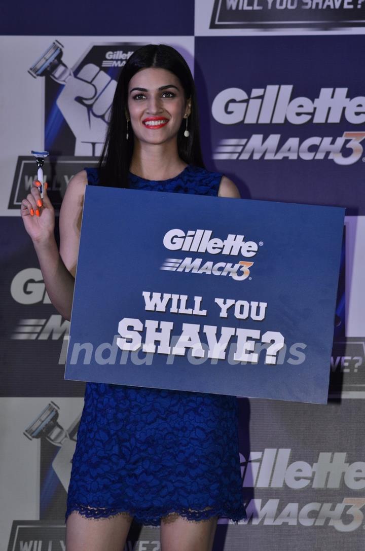 Kriti Sanon poses with Gillette products at a Promotional Event of Gillette