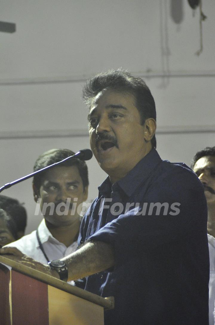 Kamal Haasan addressing the media on his Birthday