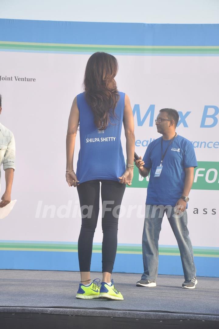 Shilpa Shetty shows off her Jersey at Max Bupa Walk For Health