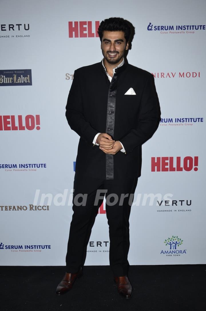 Arjun Kapoor poses for the media at Hello! Hall of Fame