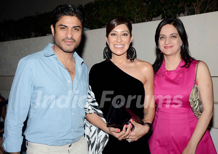 Maheka Mirpuri poses with Vikas Bhalla and a friend at her Birthday Party