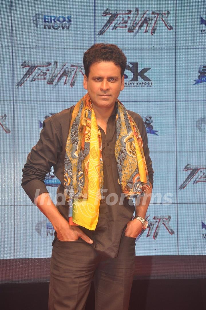 Manoj Bajpai poses for the media at the Trailer Launch of Tevar