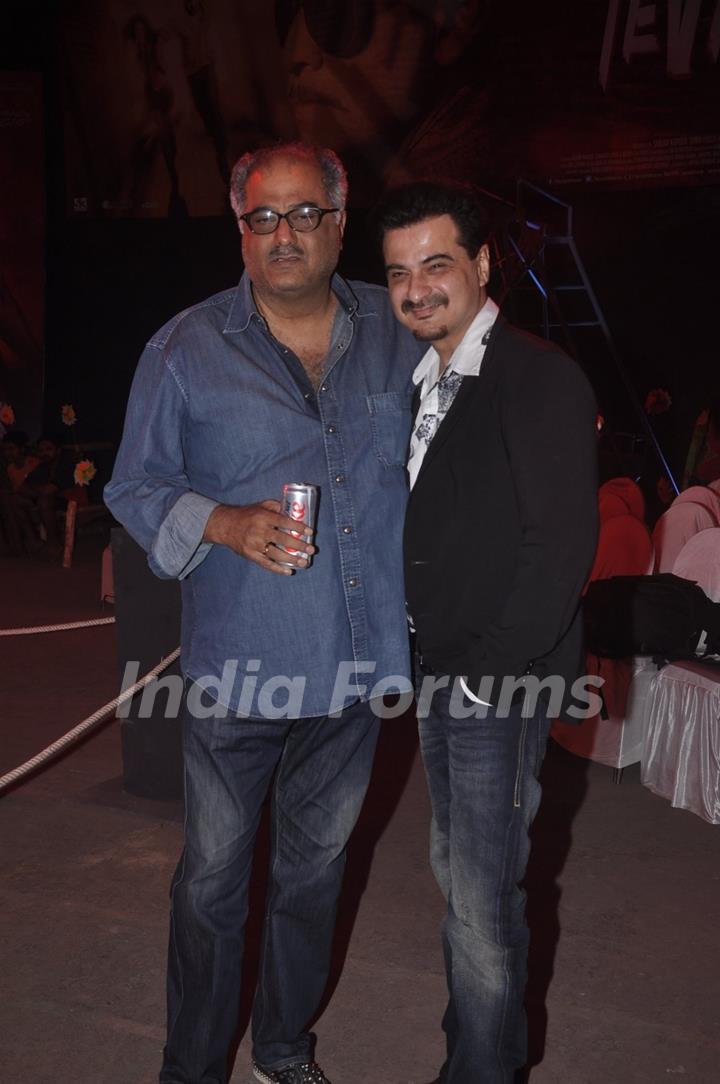 Boney Kapoor and Sanjay Kapoor pose for the media at the Trailer Launch of Tevar