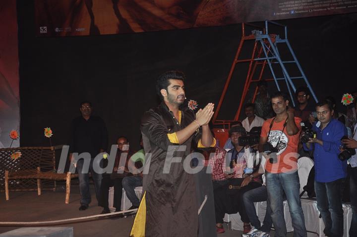 Arjun Kapoor greets the audience at the Trailer Launch of Tevar