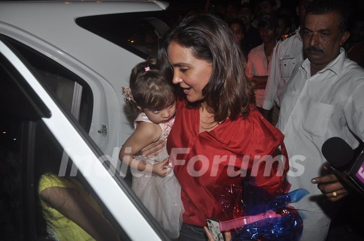 Lara Dutta with her daughter at Aradhya Bachchan's Birthday Bash