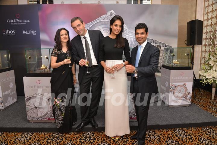 Lisa Haydon poses with guests at the Launch of Carl F. Bucherer's Pathos Collection in India