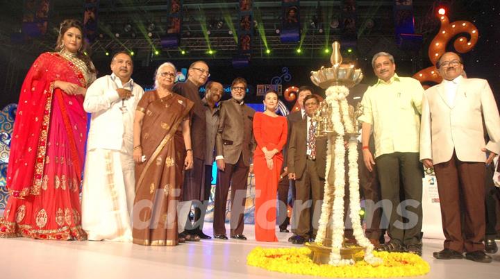 Celebs pose for the media at Goa Film Festival