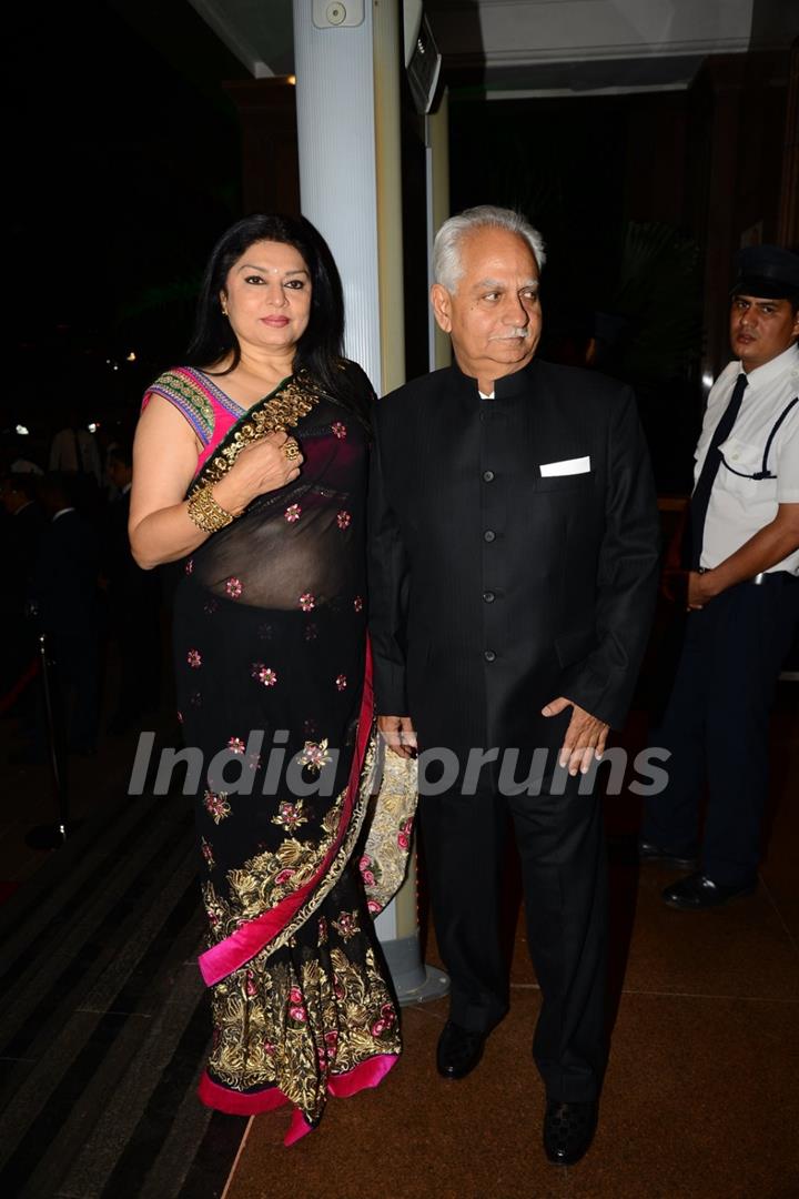 Ramesh Sippy with wife Kiran Juneja at Arpita Khan's Wedding Reception