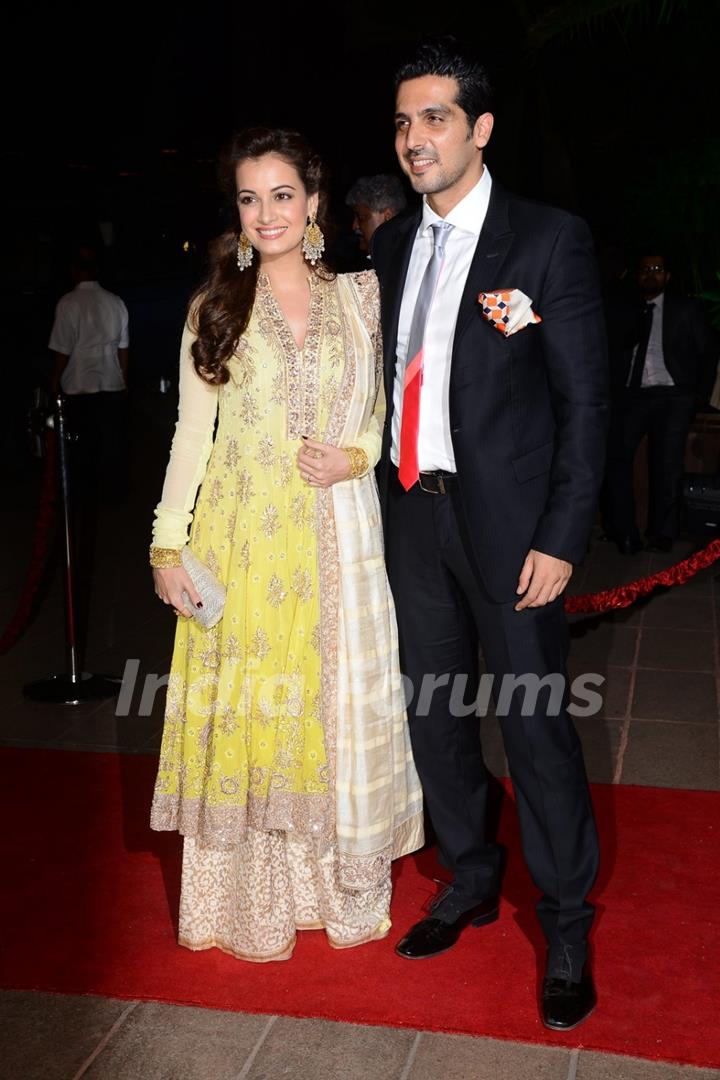Zayed Khan poses with Dia Mirza at Arpita Khan's Wedding Reception