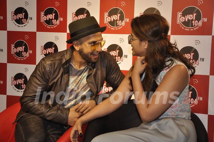 Ranveer Singh and Parineeti Chopra were snapped talking at the Promotions of Kill Dil at Fever FM
