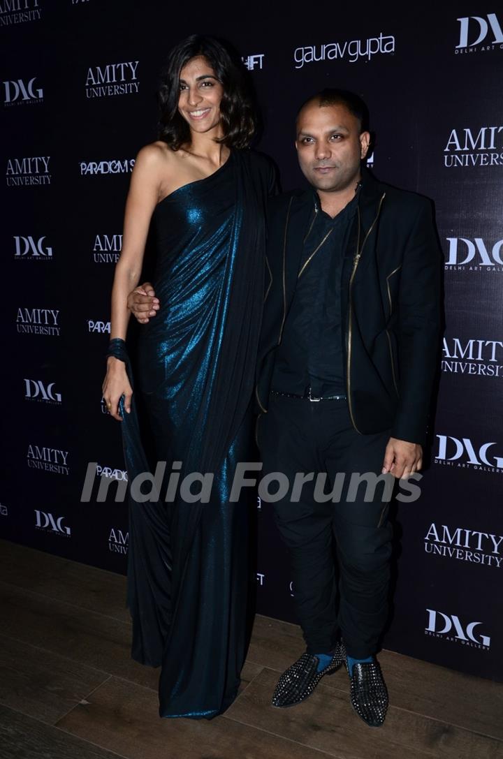 Anushka Manchanda poses with Gaurav Gupta at his Store Launch