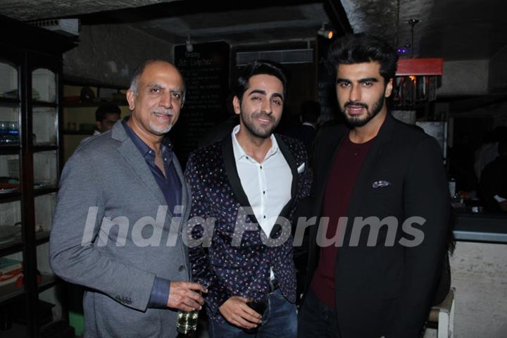 Ayushmann Khurrana and Arjun Kapoor pose for the media at GQ India Bar Nights