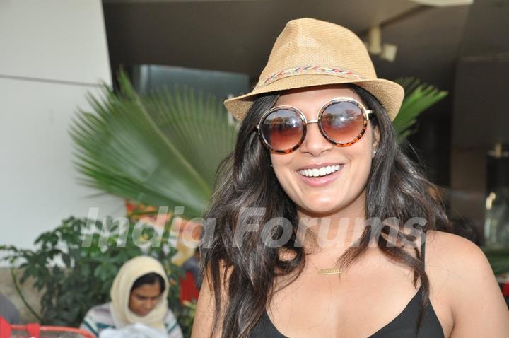 Richa Chadda poses for the media at Airport while returning from IFFI Goa