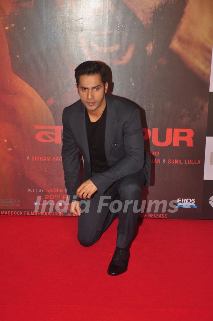 Varun Dhawan poses for the media at the Trailer Launch of Badlapur