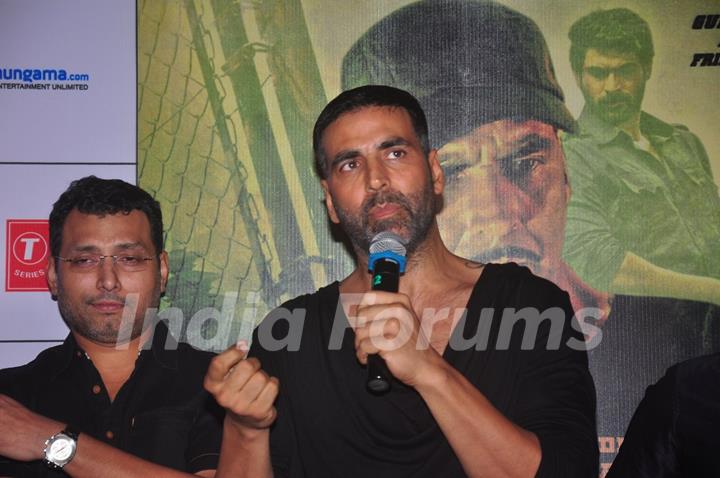 Akshay Kumar addressing the audience at the Trailer Launch of BABY