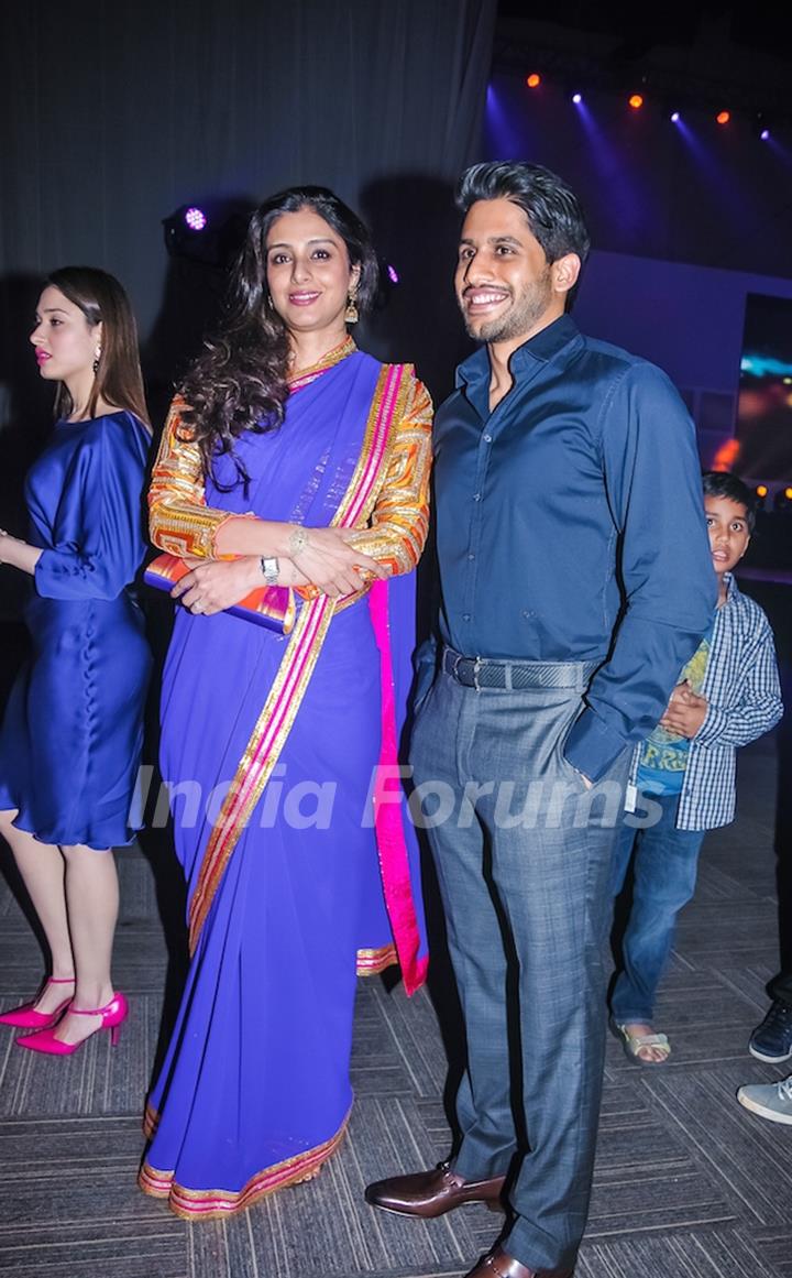 Tabu poses with Naga Chaitanya at HudHud Relief Fundraising Campaign