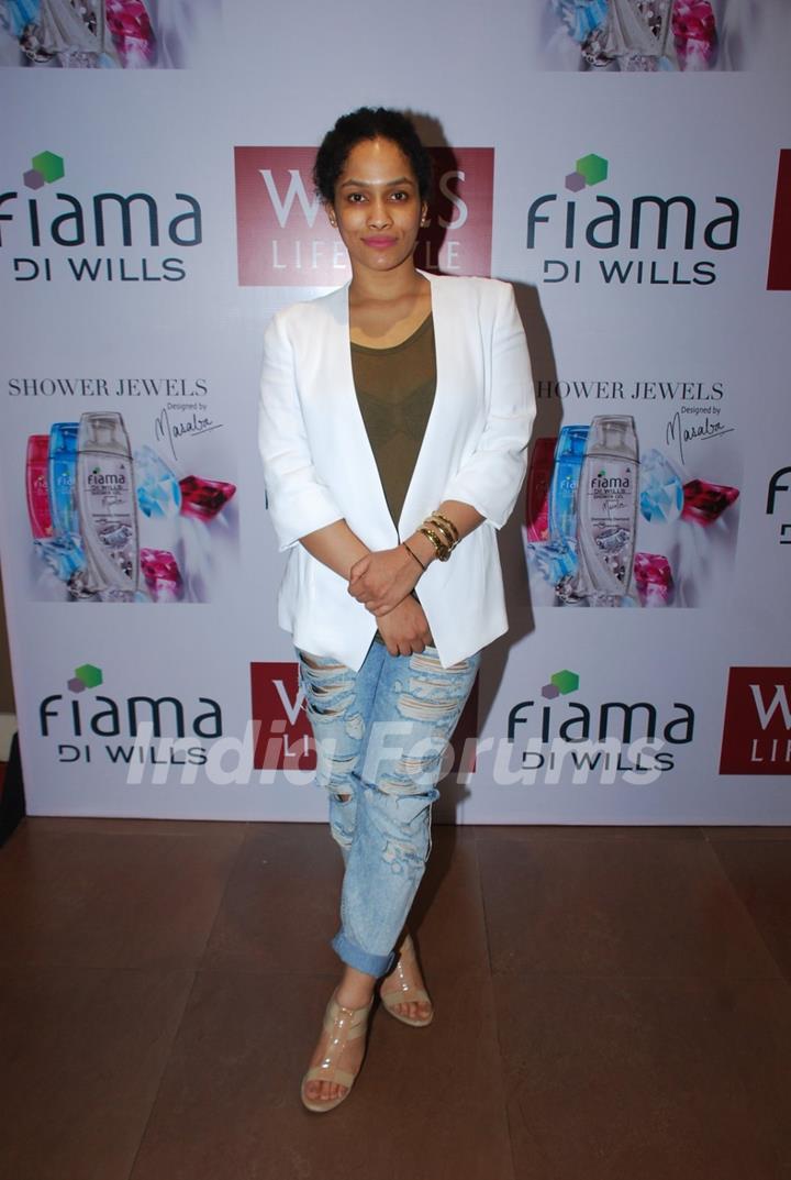 Designer Masaba Gupta poses for the media at the Launch of Fiama Di Wills Shower Jewel