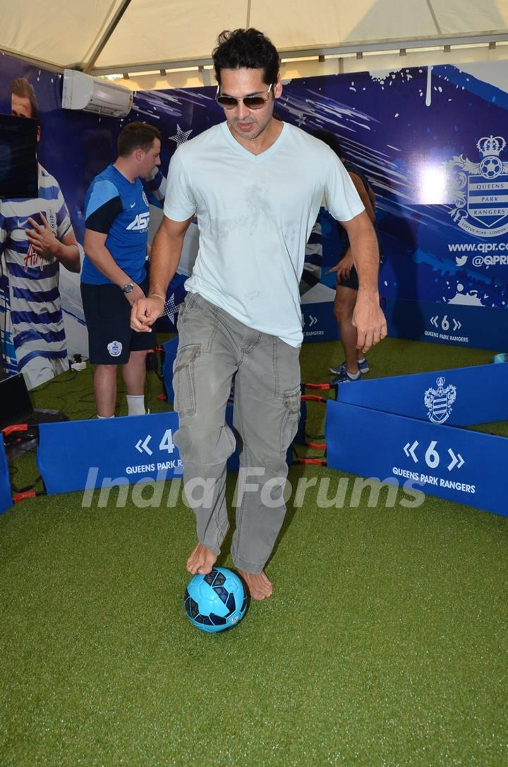 Dino Morea shows off his football tricks at Barclays Premier League