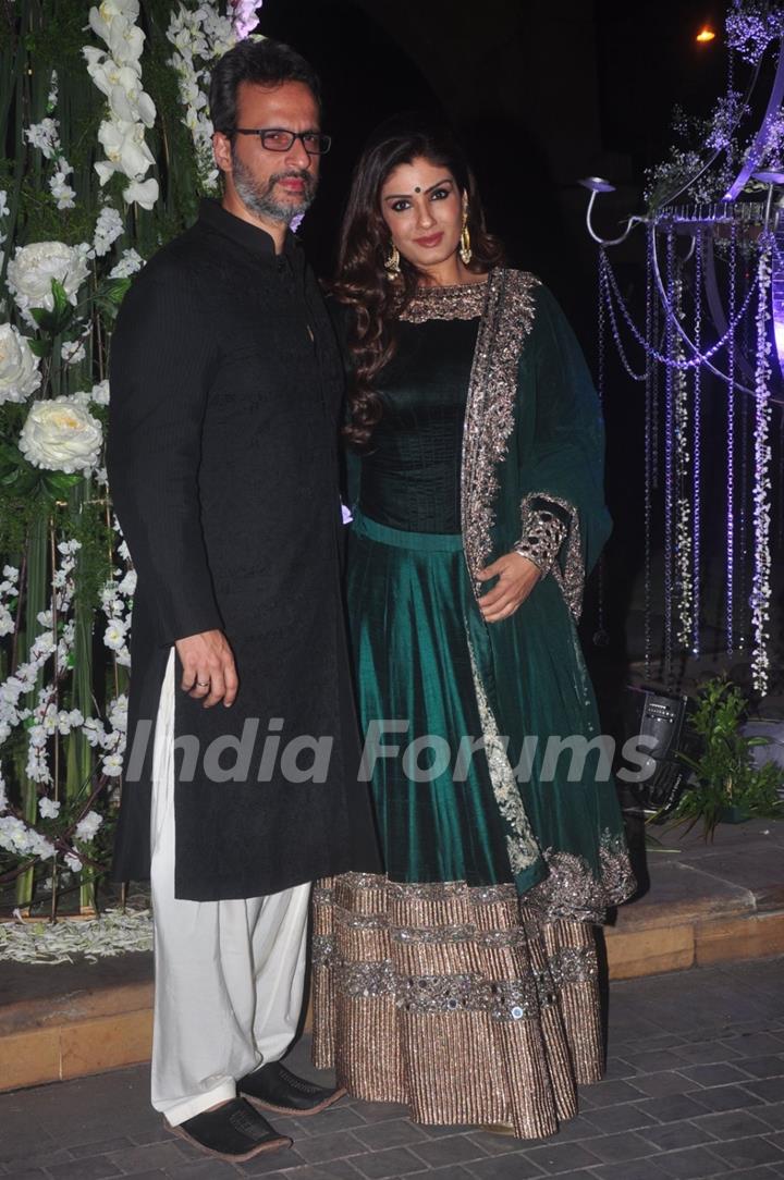 Raveena Tandon with Anil Thadani at the Sangeet Ceremony of Riddhi Malhotra and Tejas Talwalkar