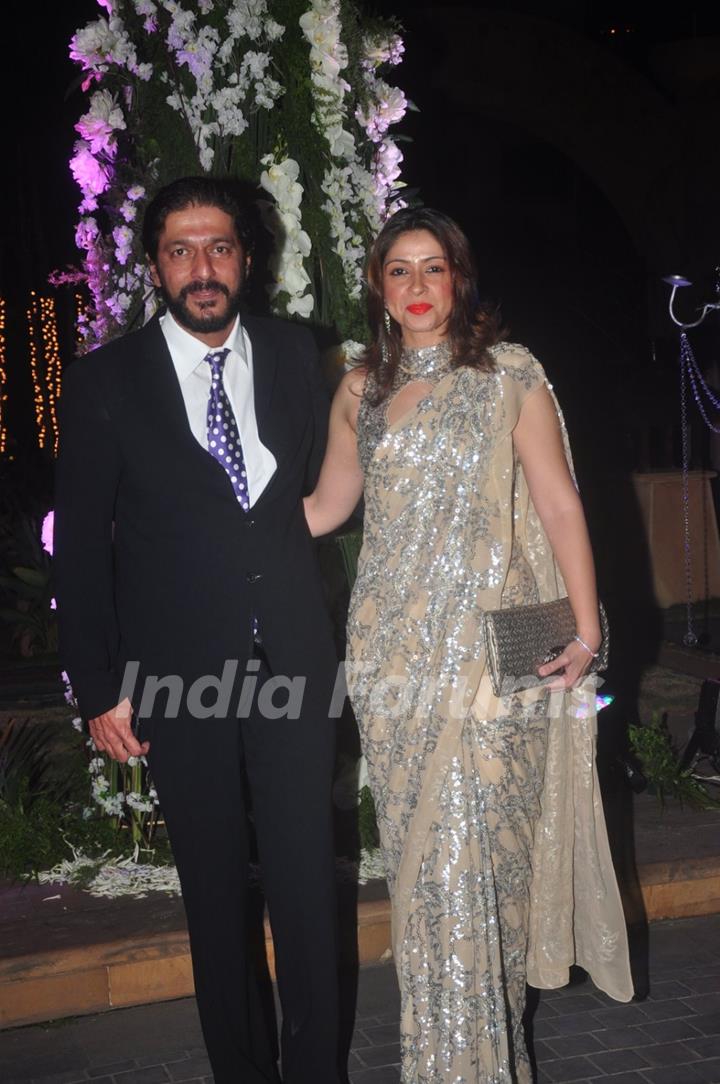 Chunky Pandey poses with wife at the Sangeet Ceremony of Riddhi Malhotra and Tejas Talwalkar