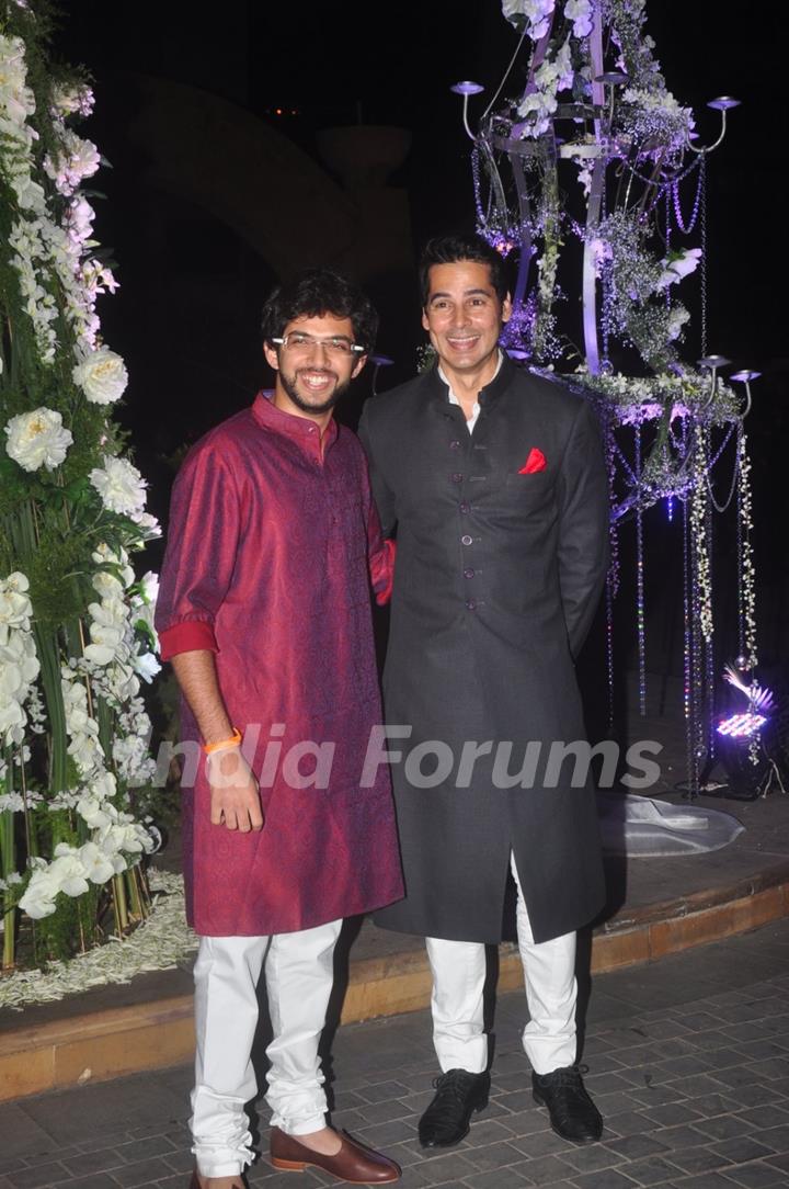 Dino Morea and Aditya Thackeray at the Sangeet Ceremony of Riddhi Malhotra and Tejas Talwalkar