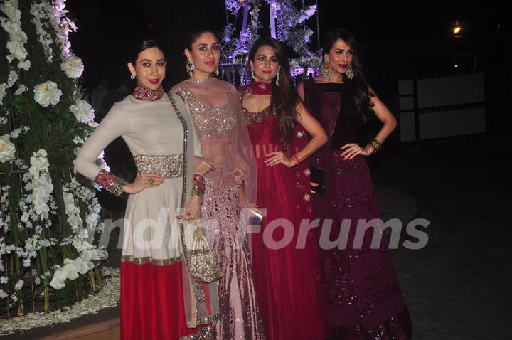 Celebs pose for the media at the Sangeet Ceremony of Riddhi Malhotra and Tejas Talwalkar