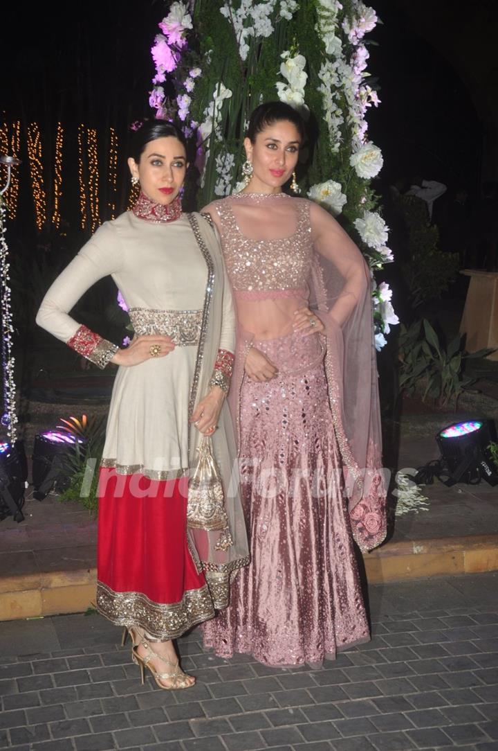 Karisma Kapoor and Kareena Kapoor at the Sangeet Ceremony of Riddhi Malhotra and Tejas Talwalkar