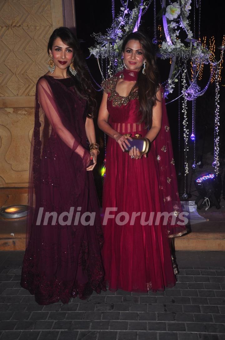 Malaika Arora Khan and Amrita Arora at the Sangeet Ceremony of Riddhi Malhotra and Tejas Talwalkar