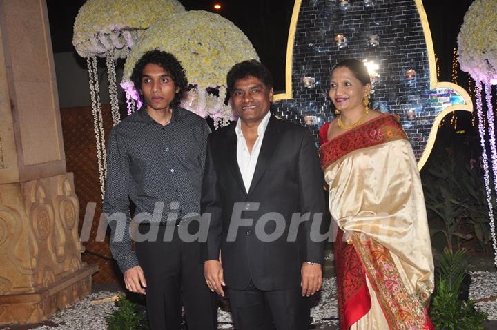 Johny Lever poses with his family at the Wedding Reception of Riddhi Malhotra and Tejas Talwalkar