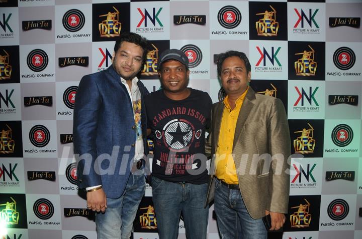 Ankit Saraswat poses with Sunil Pal and a friend at the Launch of his Debut Album