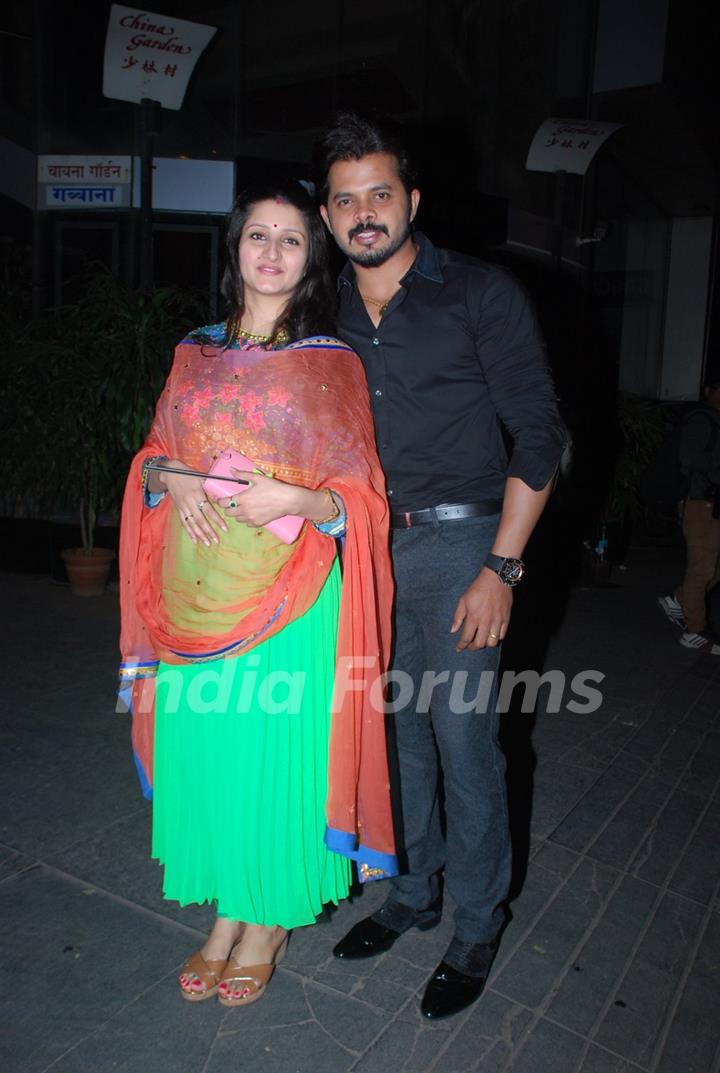 Sreesanth poses with wife Bhuvneshwari Kumari at Richa Chadda's Birthday Bash