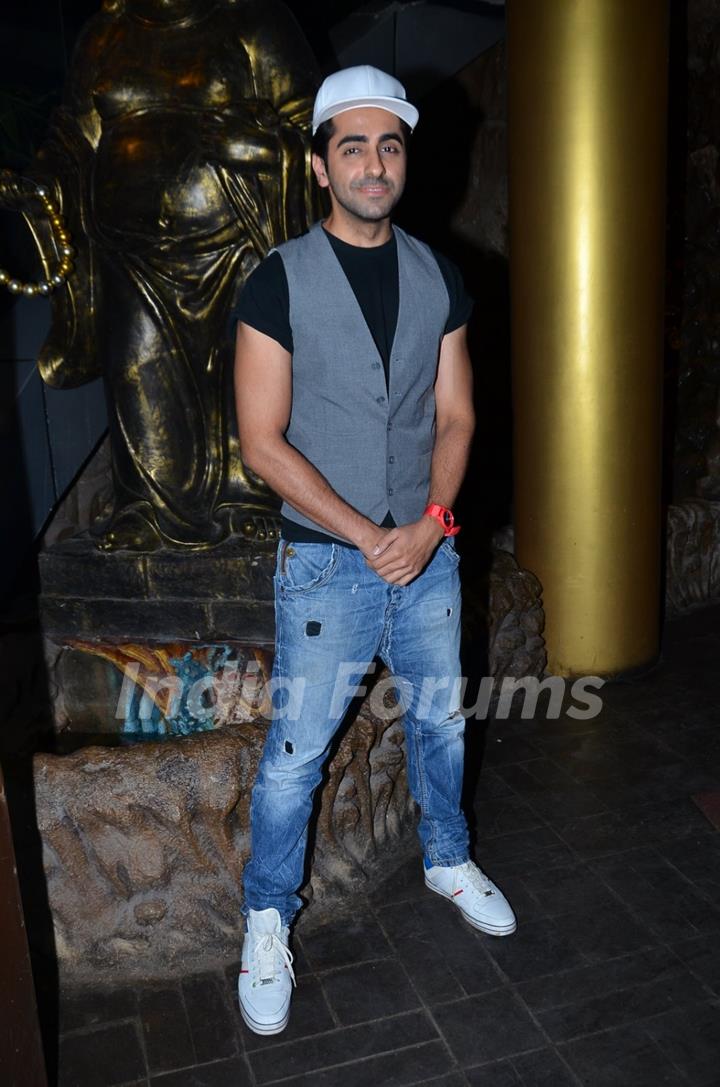 Ayushmann Khurrana poses for the media at Richa Chadda's Birthday Bash