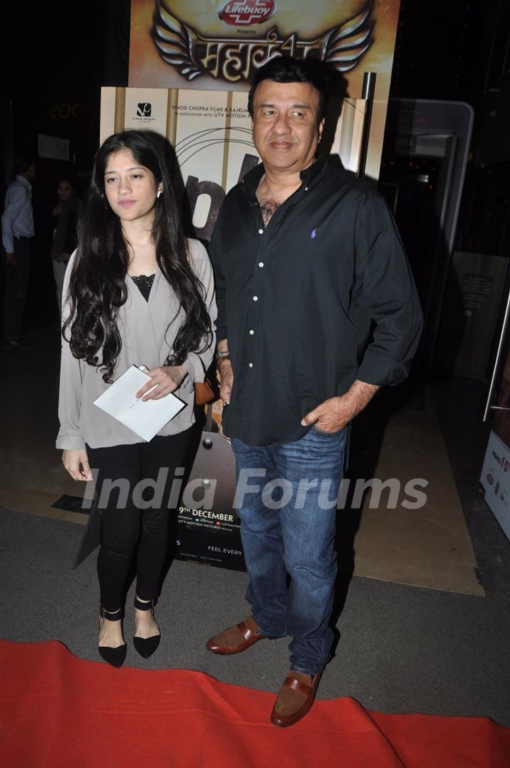 Anu Malik poses with a friend at the Special Screening of P.K. for the Cast and Crew