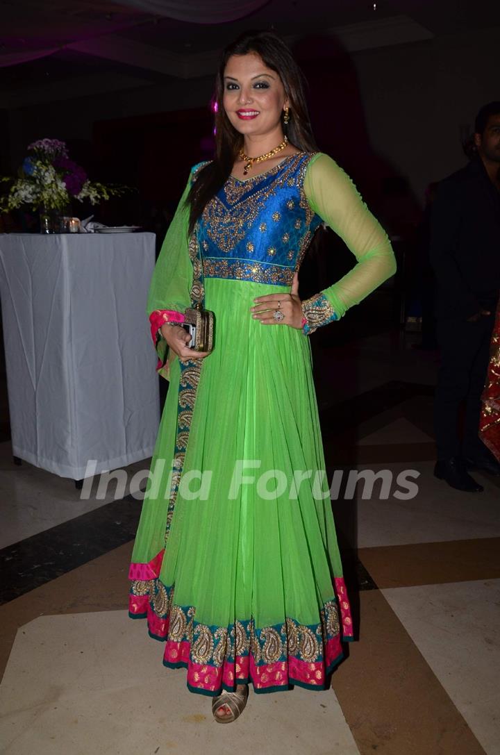 Deepshikha Nagpal poses for the media at Uday and Shirin's Sangeet Ceremony