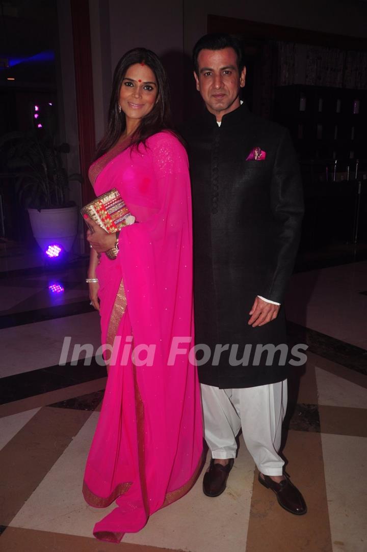 Ronit Roy poses with his wife at Uday and Shirin's Sangeet Ceremony