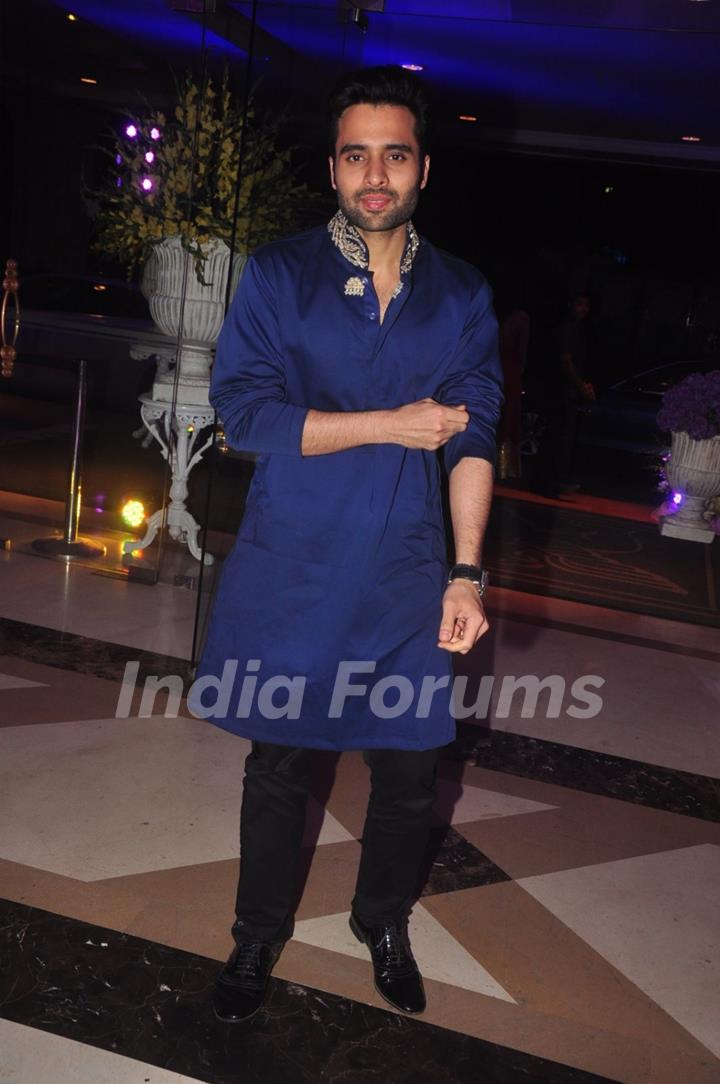 Jackky Bhagnani poses for the media at Uday and Shirin's Sangeet Ceremony