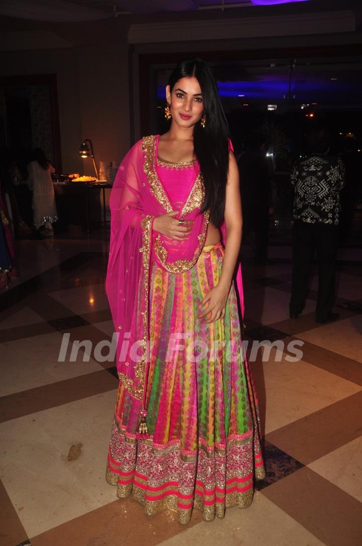 Sonal Chauhan poses for the media at Uday and Shirin's Sangeet Ceremony