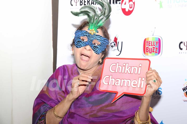 Usha Nadkarni strikes a quirky pose at India-Forums 11th Anniversary Bash