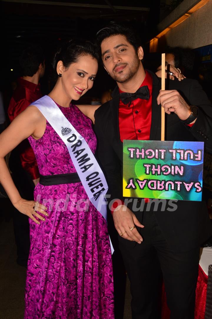 Gunjan Walia and Vikas Manaktala pose with quirky props at India-Forums 11th Anniversary Bash