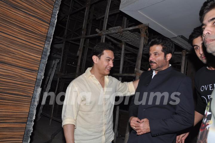 Aamir Khan greets Anil Kapoor at his Residence