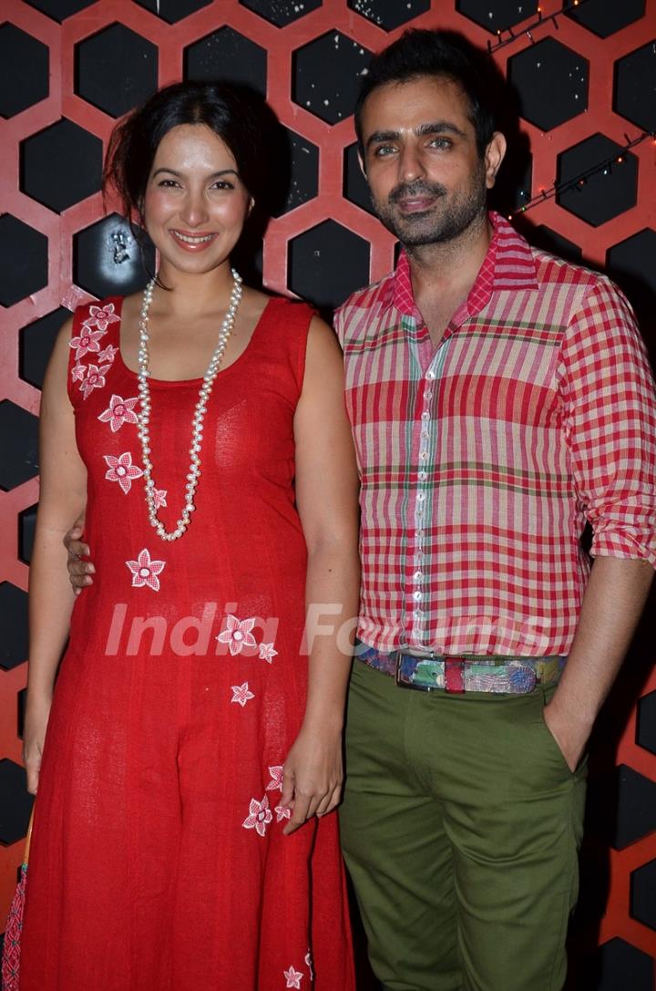 Shraddha Nigam and Mayank Anand pose for the media at Sandip Soparkar's Christmas Bash