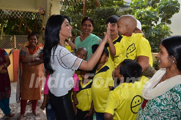 Shriya Saran interacts with Access Life NGO Kids