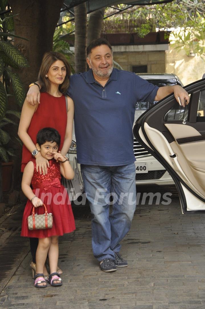 Rishi Kapoor and Riddhima Kapoor pose for the media at the Get-to-Gather for a Christmas Lunch