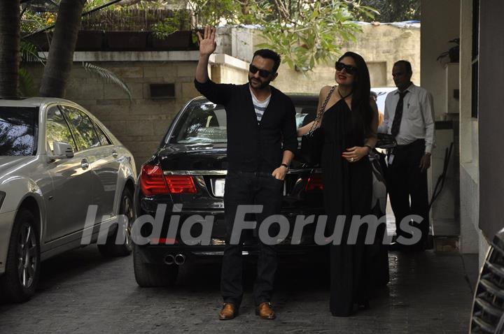 Saif Ali Khan and Kareena Kapoor pose for the media at the Get-to-Gather for a Christmas Lunch