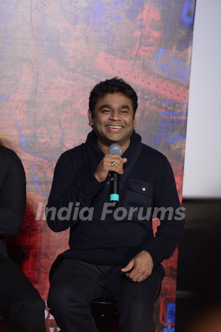 A.R. Rahman interacts with the audience at the Trailer Launch of I