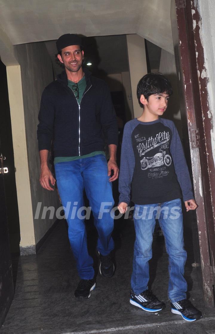 Hrithik Roshan with his son Hrehaan Snapped at PVR Cinemas