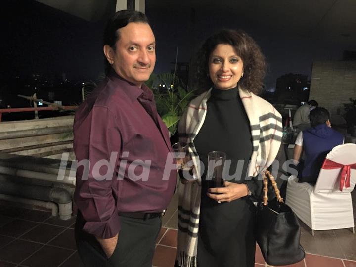 Varsha Usgaonkar poses with husband Ajay Shankar at Sandip Soparkar's New Year Bash